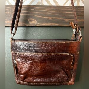 Jack Georges Croc-Embossed Shoulder Bag